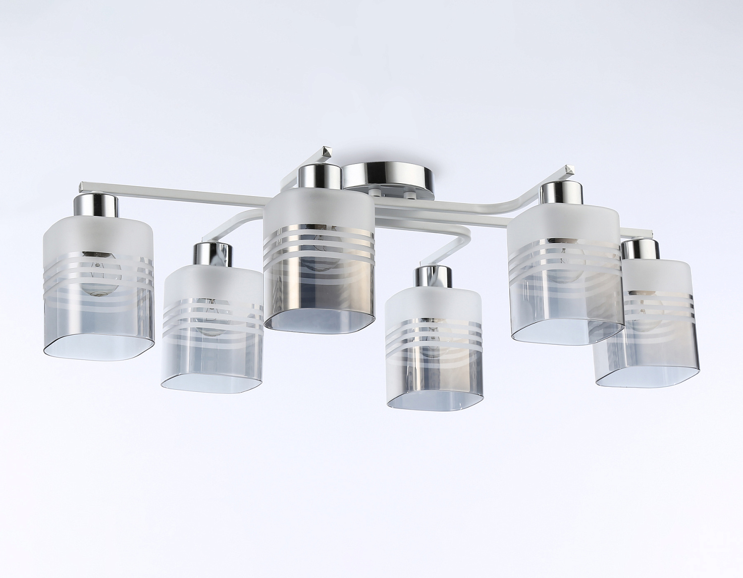 Потолочный светильник TR303207/6 WH/CH/SM/FR белый/хром/дымчатый/белый матовый E27*6 max 60W 710*400*200