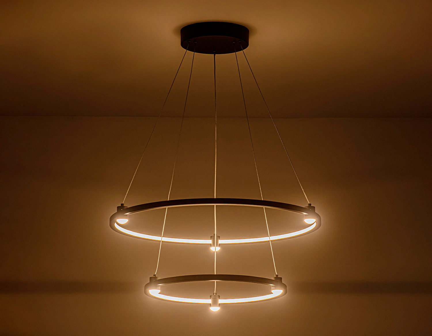 Подвесной светодиодный светильник FL5506/2+6 BK черный 45W 3000K/4200K/6400K D600/400*1300 (без ПДУ)