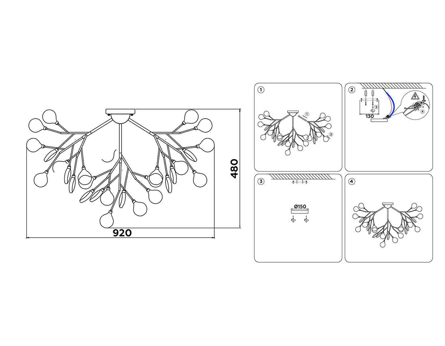 Потолочная люстра TR3018/36 WH/FR белый/матовый G4/36 max 20W D920*480