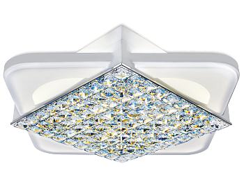 Управляемый светодиодный светильник с хрусталем FA124 WH белый 104W 510*510*110 (ПДУ РАДИО 2.4)