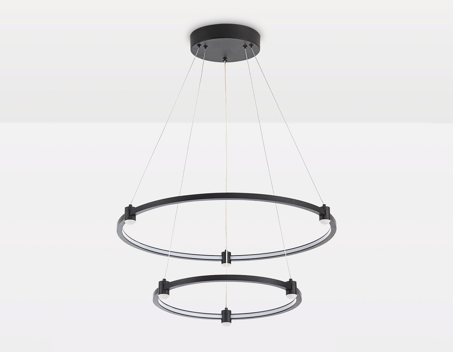 Подвесной светодиодный светильник FL5506/2+6 BK черный 45W 3000K/4200K/6400K D600/400*1300 (без ПДУ)