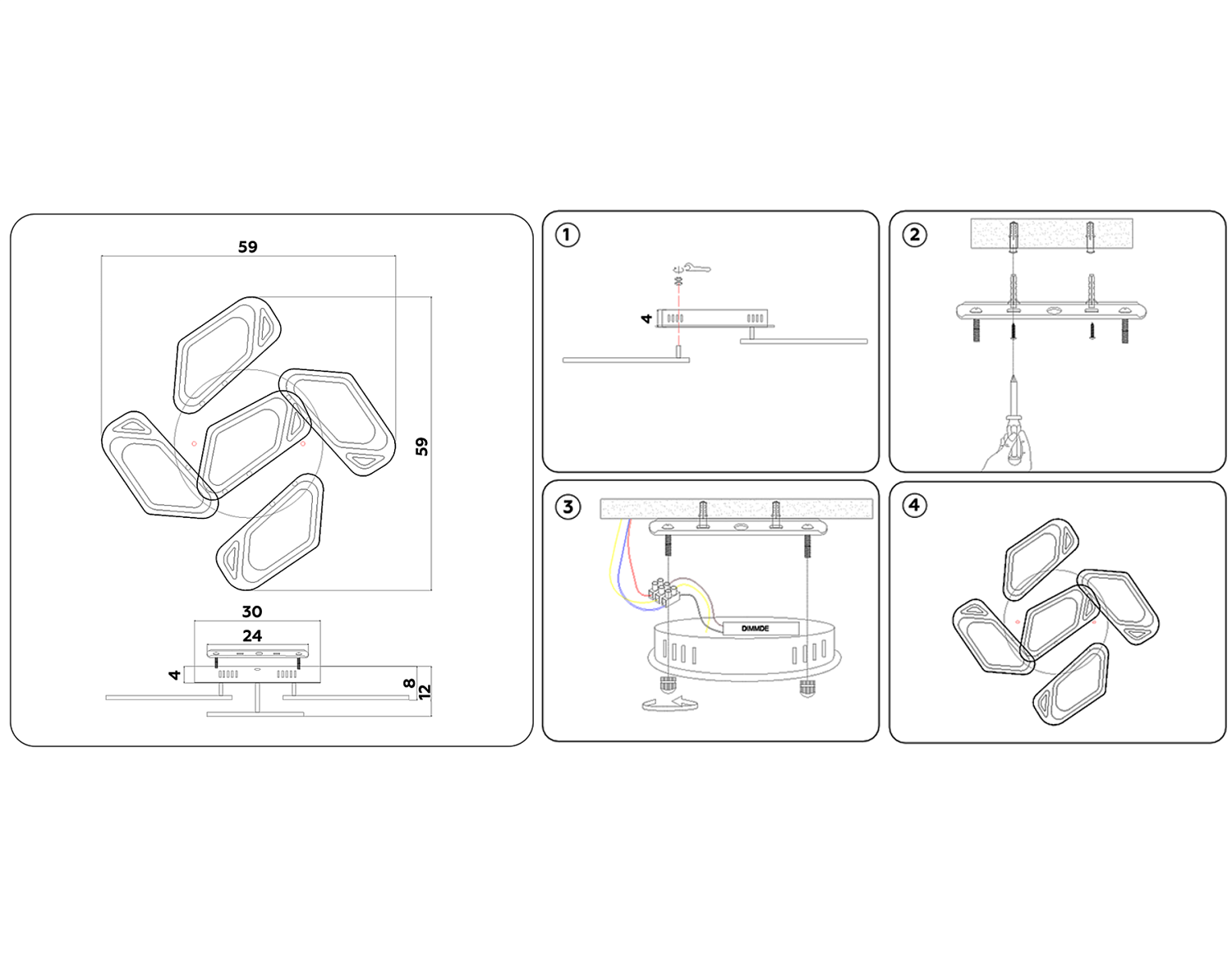 Потолочный светодиодный светильник с пультом FA587/5 WH белый 113W 590*590*120 (ПДУ РАДИО 2.4G)