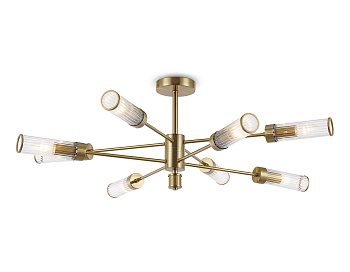 Люстра со стеклянными плафонами на штанге LH55162/8 BS/CL латунь/прозрачный E14/8 max 40W D930*330
