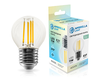 Лампа светодиодная Шар G45 11W 4000K 451124 Filament LED G45 11W E27 4000K 220-240V