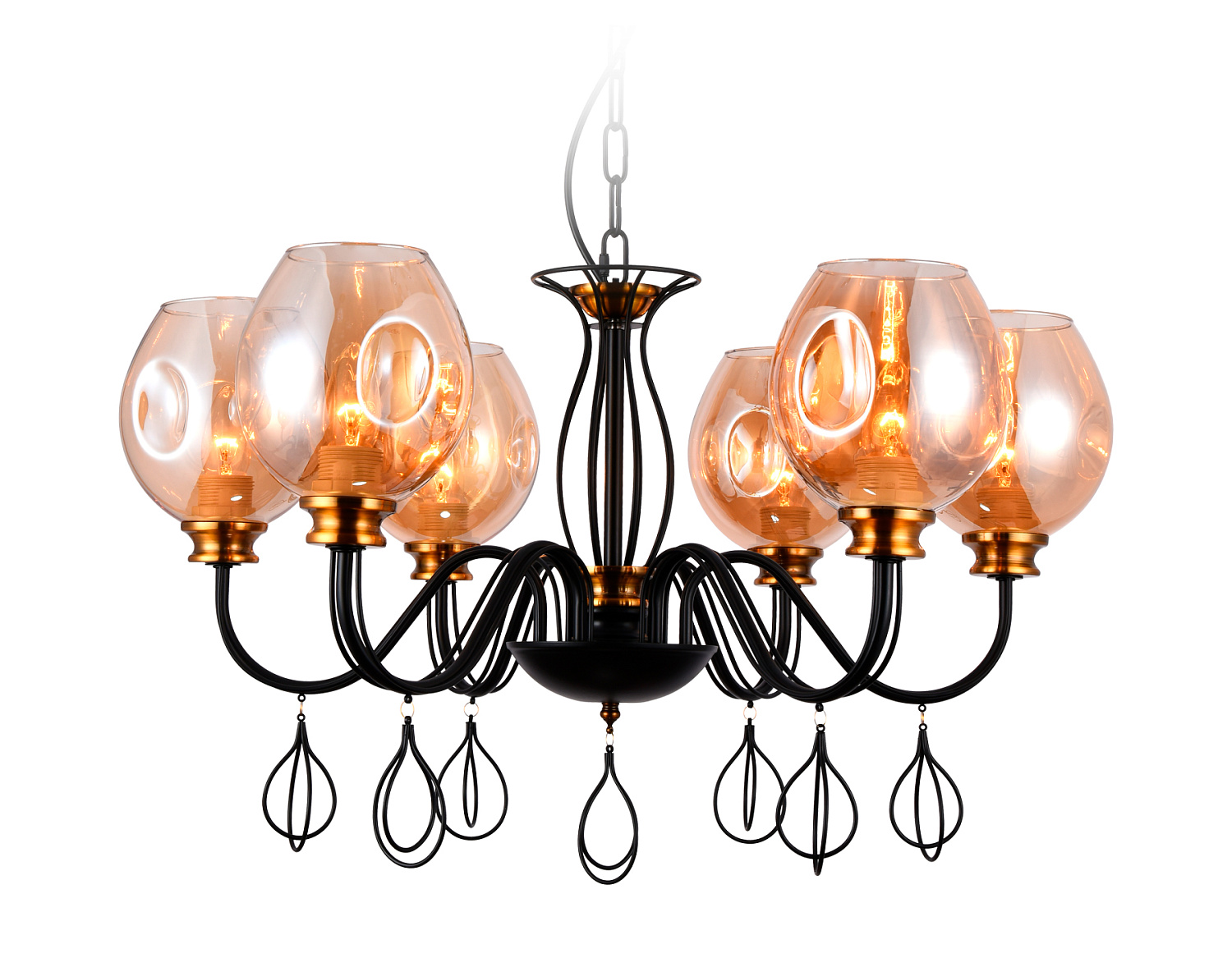 Подвесная люстра TR9055/6 BK/TI черный/янтарь E27 max 40W D700*850