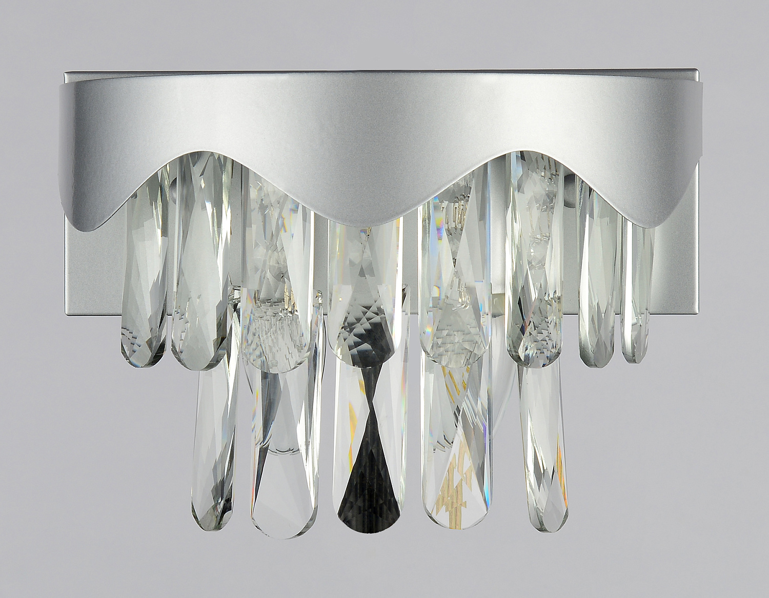 Настенный светильник с выключателем и хрусталем TR5090 SL/CL серебро/прозрачный E14/2 max 40W 260*180*150