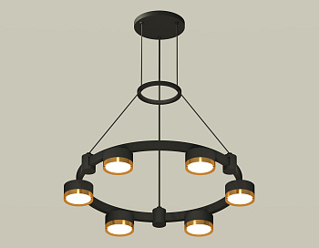 Комплект подвесного светильника Techno Ring XR92051102/6 SBK/PYG черный песок/золото желтое полированное GX53 (A9205, C9232, N8124)