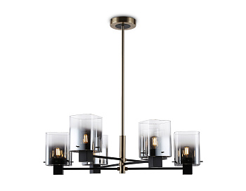 Подвесная люстра LH57041/6 BK/DBS/SM черный/темная латунь/дымчатый E14/6 max 40W D690*690