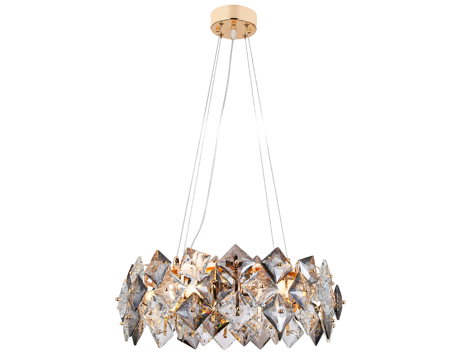 Подвесная люстра с хрусталем TR5186/6 GD/CL/SM золото/прозрачный/дымчатый E14/6 max 40W D550*1000