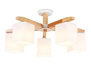 Подвесная люстра TR83118/5 WH/LW белый/светлое дерево E27/5 max 40W D700*325