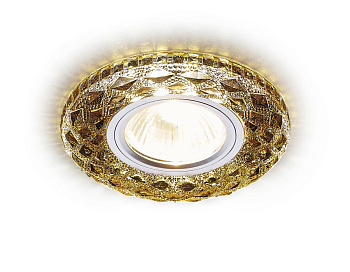 Встраиваемый точечный светильник MR16 с LED подсветкой S288 BK хром/агат/MR16+3W(LED WHITE)