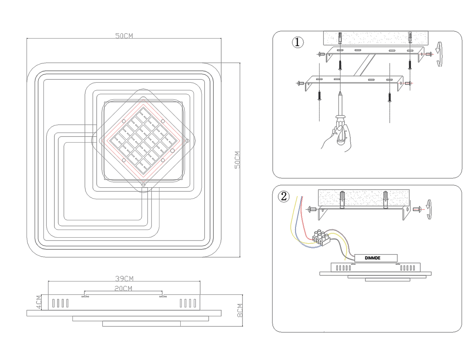 Потолочный светодиодный светильник с хрусталем FA255 WH белый 118W 500*500*80 (ПДУ РАДИО 2.4)
