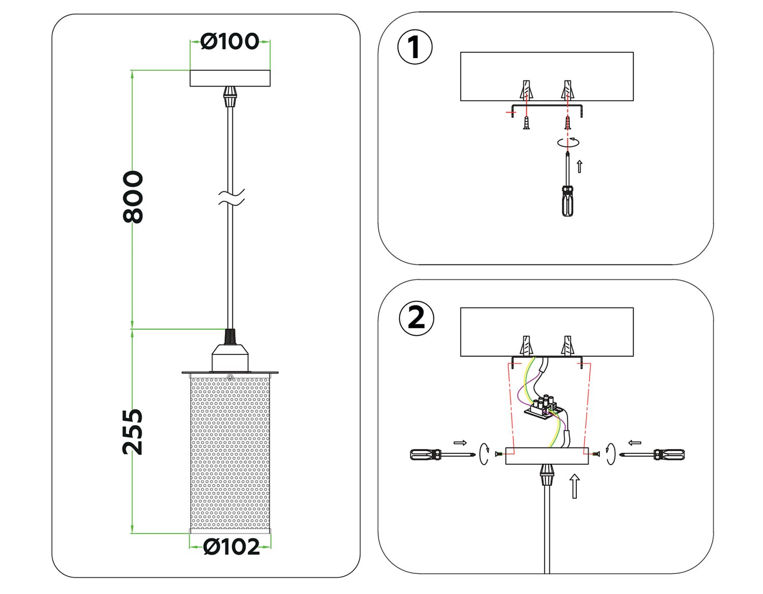 Подвесной светильник в стиле лофт TR8162 BK черный E27 max 40W D102*1055