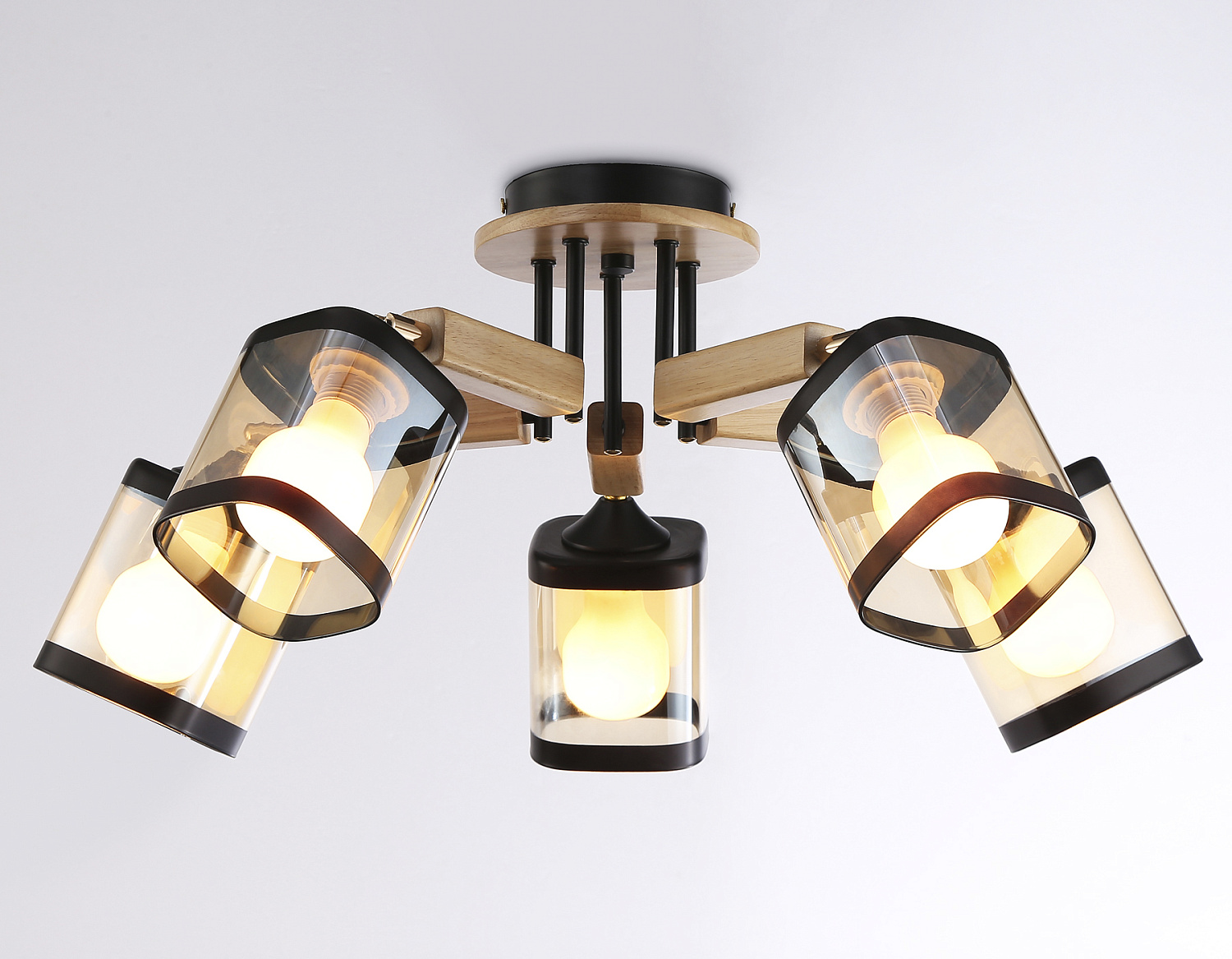 Подвесная люстра TR9529/5 BK/GD/TI черный/золото/янтарь E27*5 max 40W D670*260