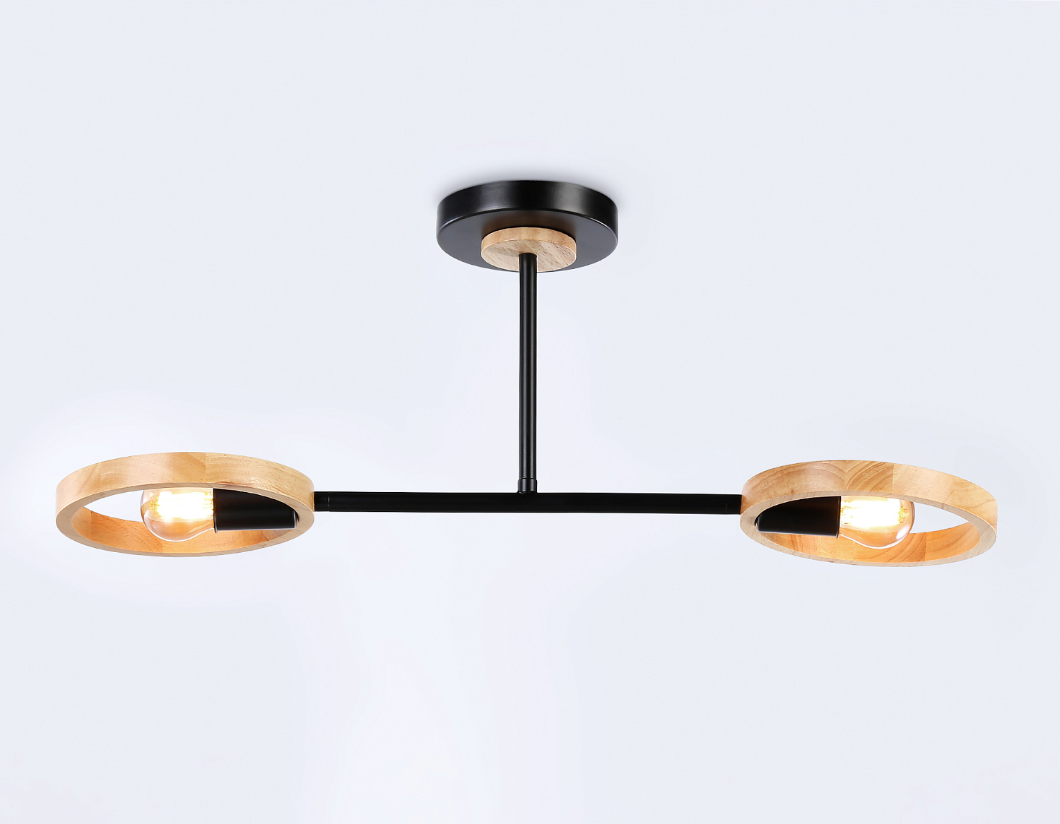 Подвесной светильник со сменной лампой TR8244/2 BK/LWD черный/светлое дерево E27/2 max 40W 590*165*220