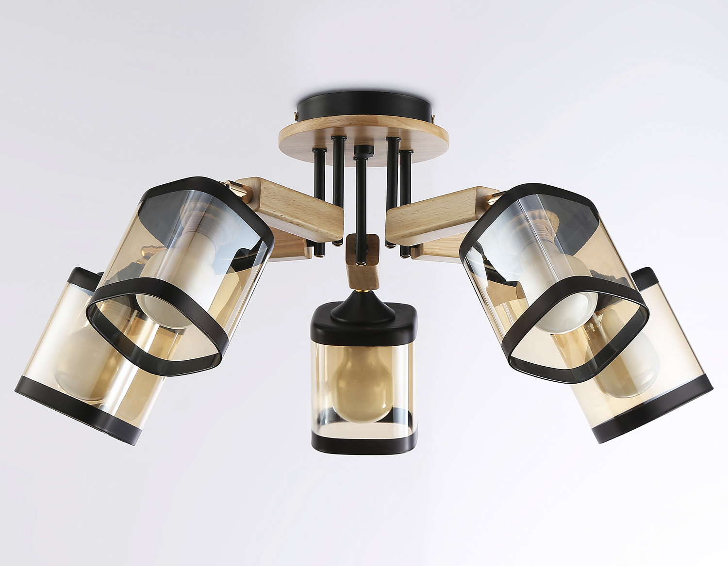 Подвесная люстра TR9529/5 BK/GD/TI черный/золото/янтарь E27*5 max 40W D670*260