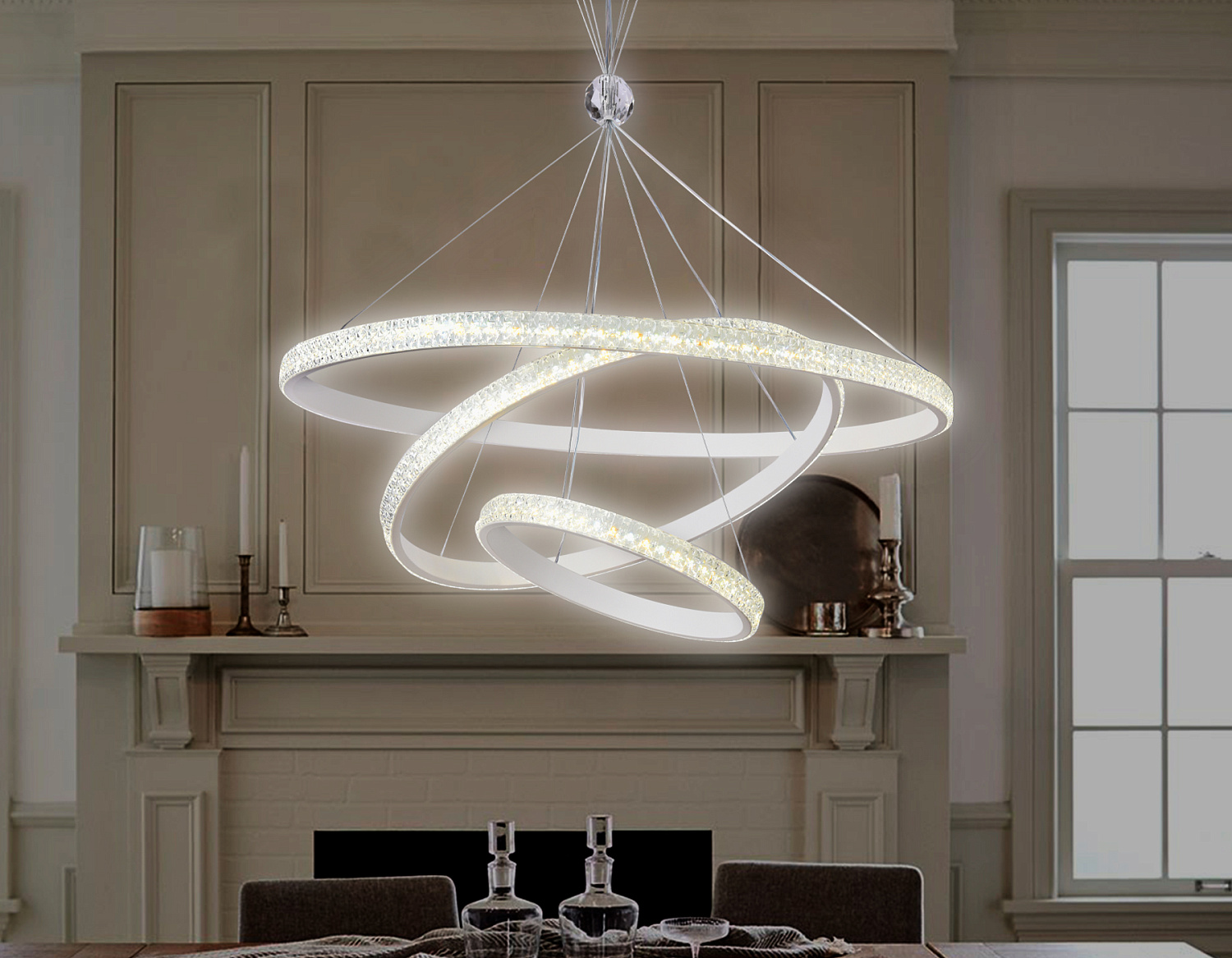 Подвесной светодиодный светильник с пультом FA615 WH белый 90W D600*1000 (ПДУ РАДИО 2.4)