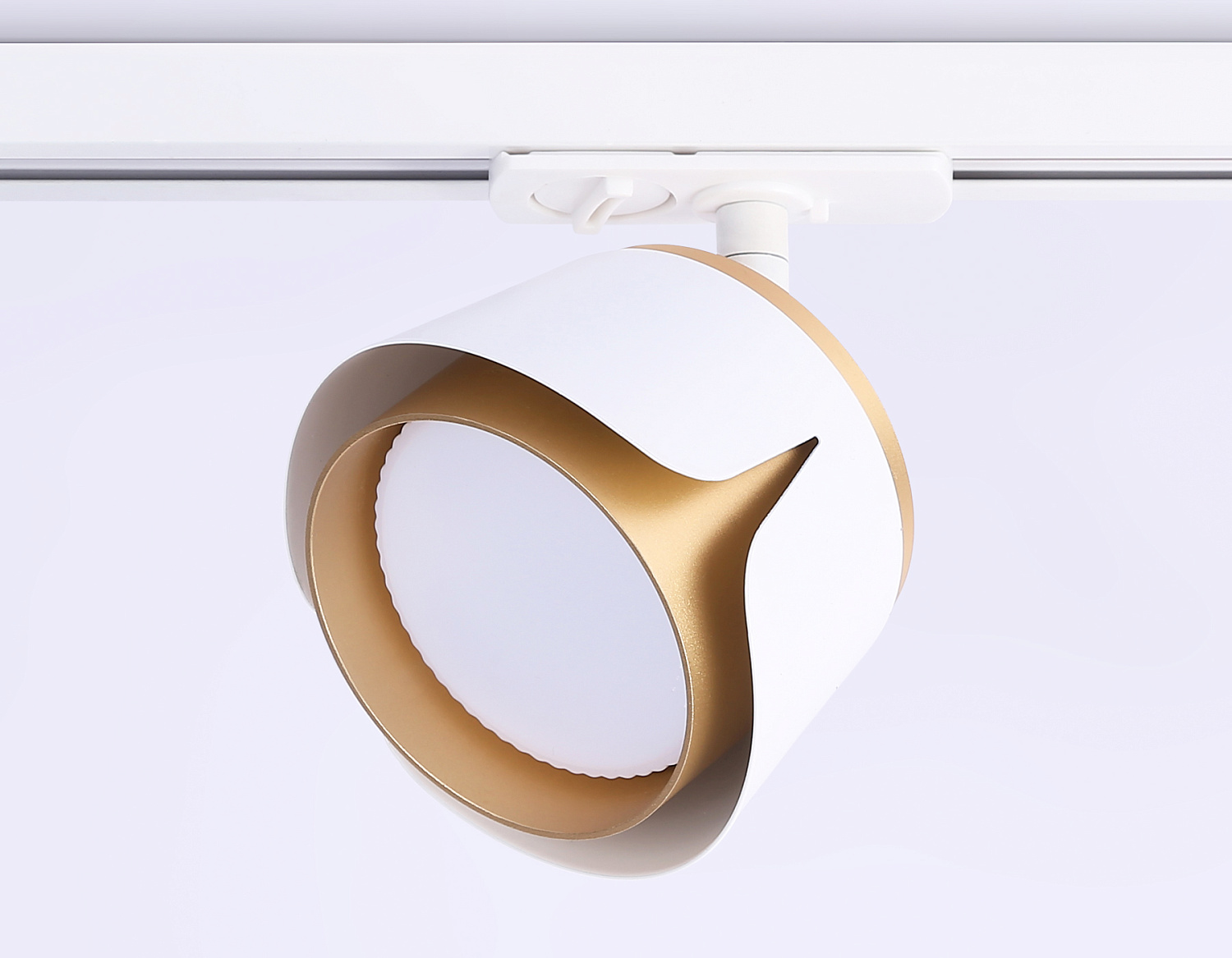 Трековый однофазный светильник со сменной лампой GL5343 WH/GD белый/золото GX53 D100*66
