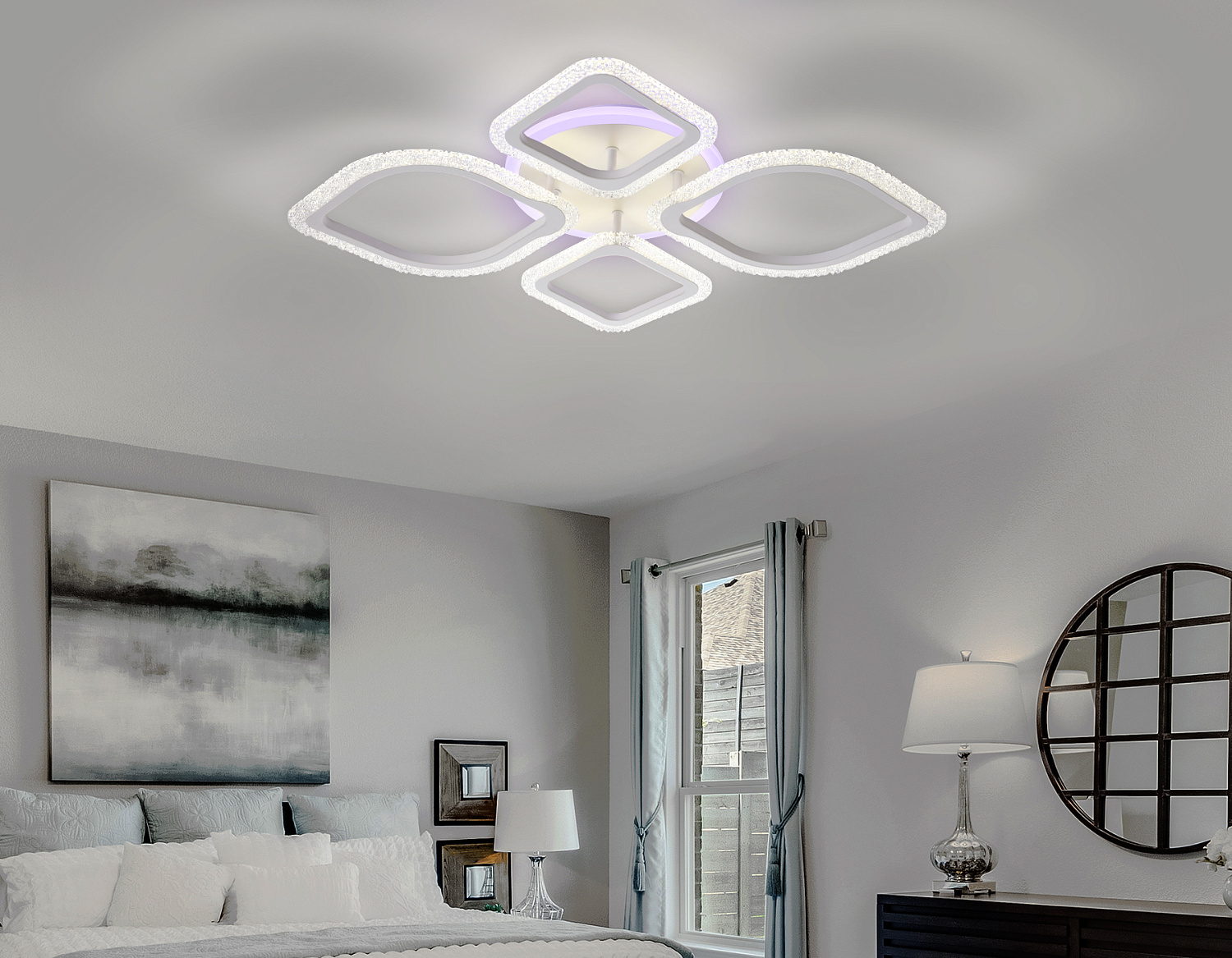 Потолочный светодиодный светильник с пультом FA5147 WH белый 77W 680*630*90 (ПДУ РАДИО 2.4)