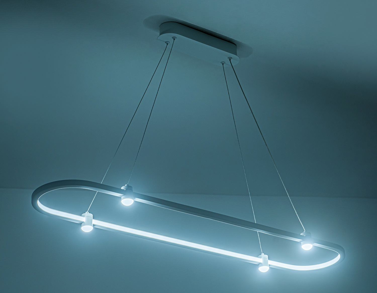 Подвесной светодиодный светильник FL5588/1+4 WH белый 30W 3000K/4200K/6400K 1000*200*1300 (без ПДУ)