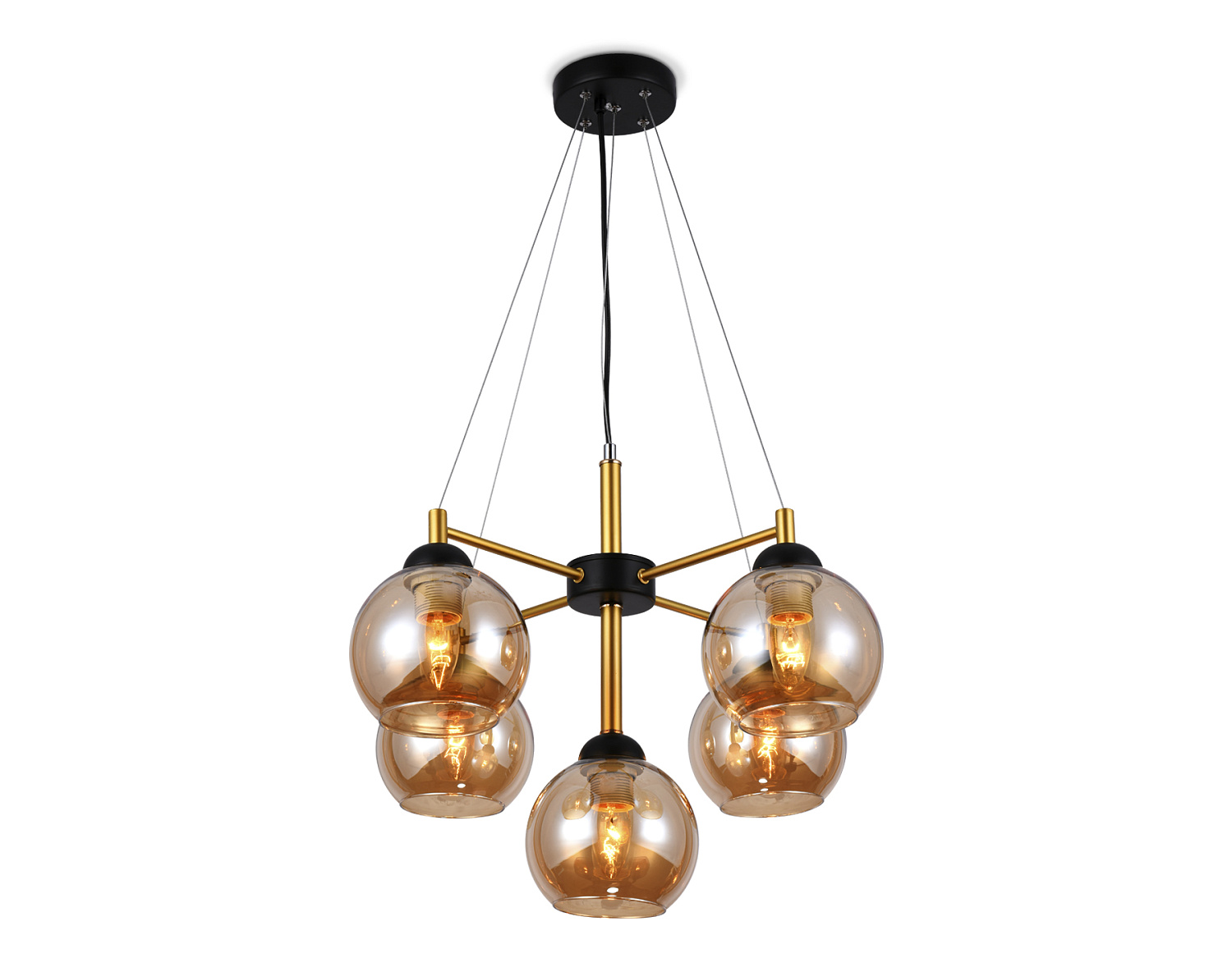 Подвесная люстра TR9026/5 BK/TI черный/янтарь E27 max 40W D580*600