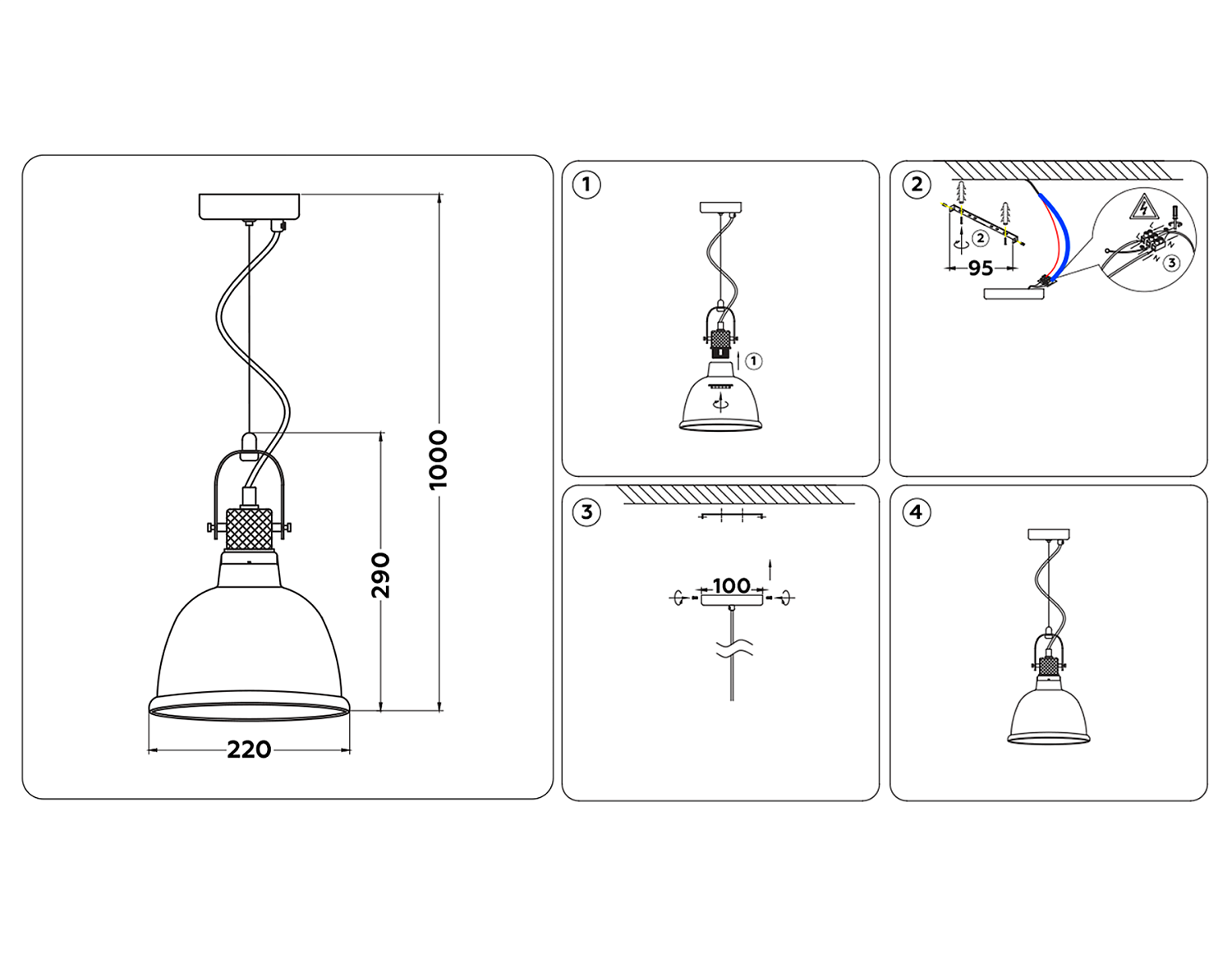 Подвесной светильник TR3527 SB/SM бронза/дымчатый E27 max 40W D220*1000