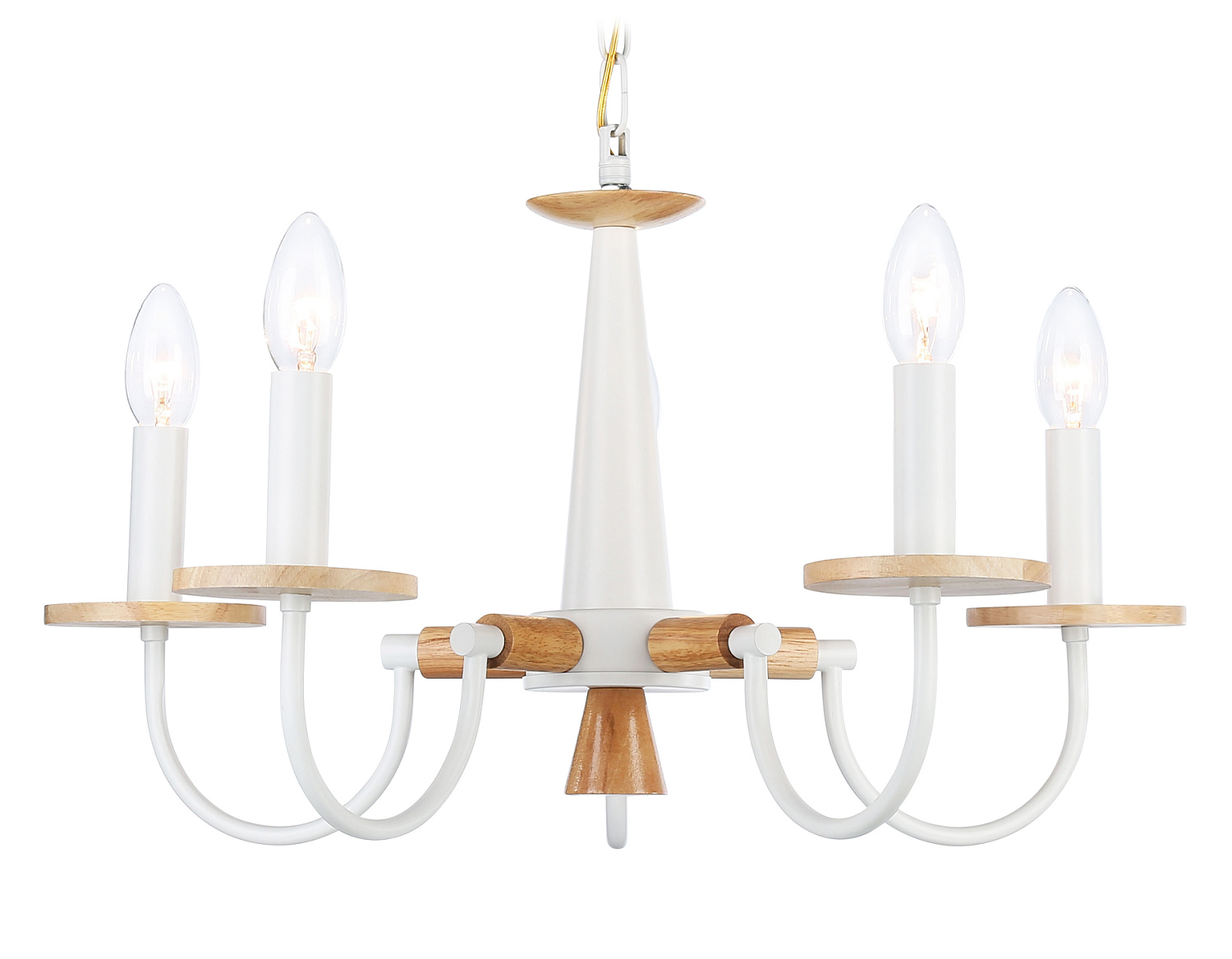 Подвесная люстра TR9592/5 WH/LW белый/светлое дерево E14/5 max 40W D555*660