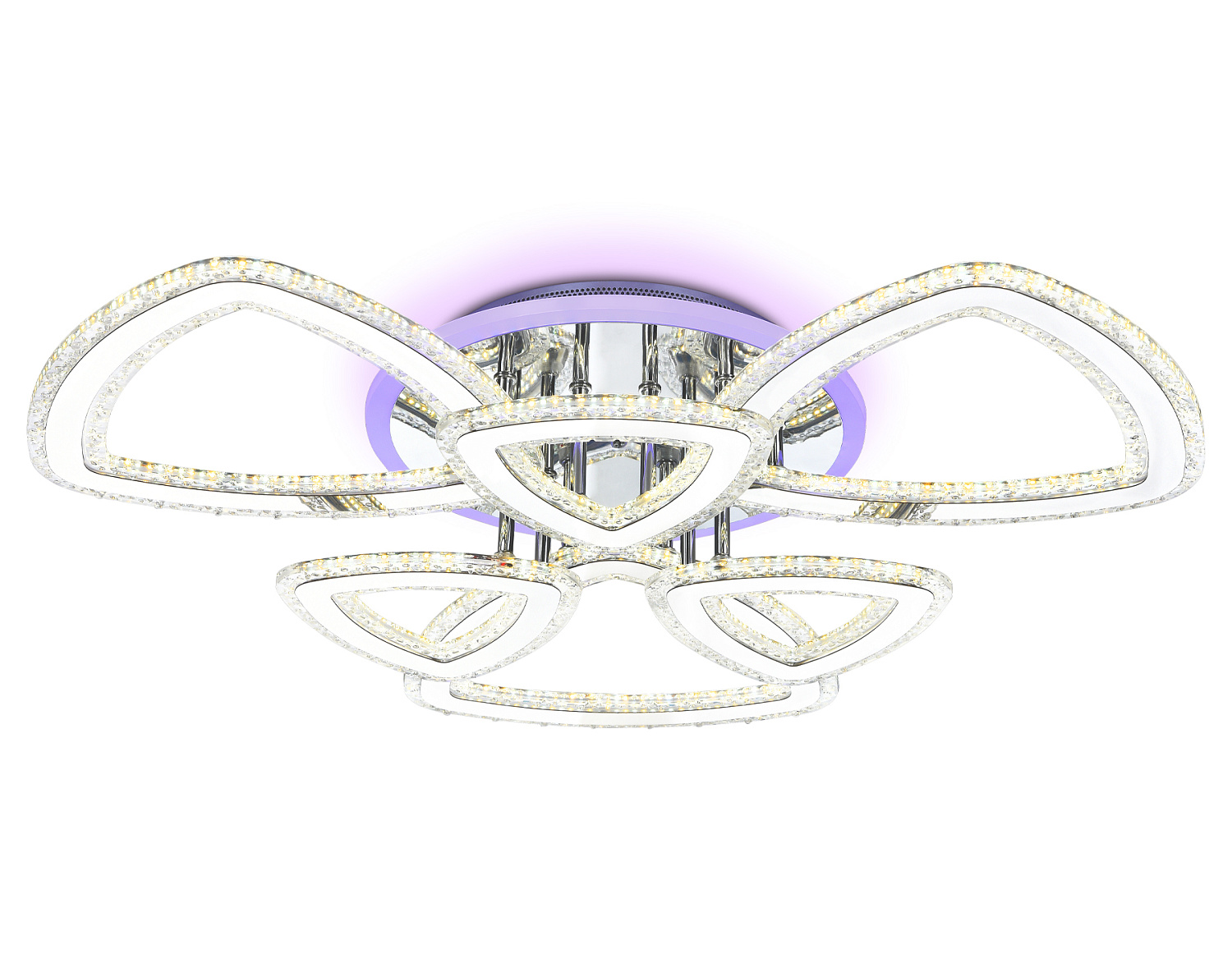 Управляемый потолочный светодиодный светильник FA8861/3+3 CH хром 153W 3000K+6400K/3000K/6400K/4200K+4200K 670*610*130 (ПДУ РАДИО 2.4G)