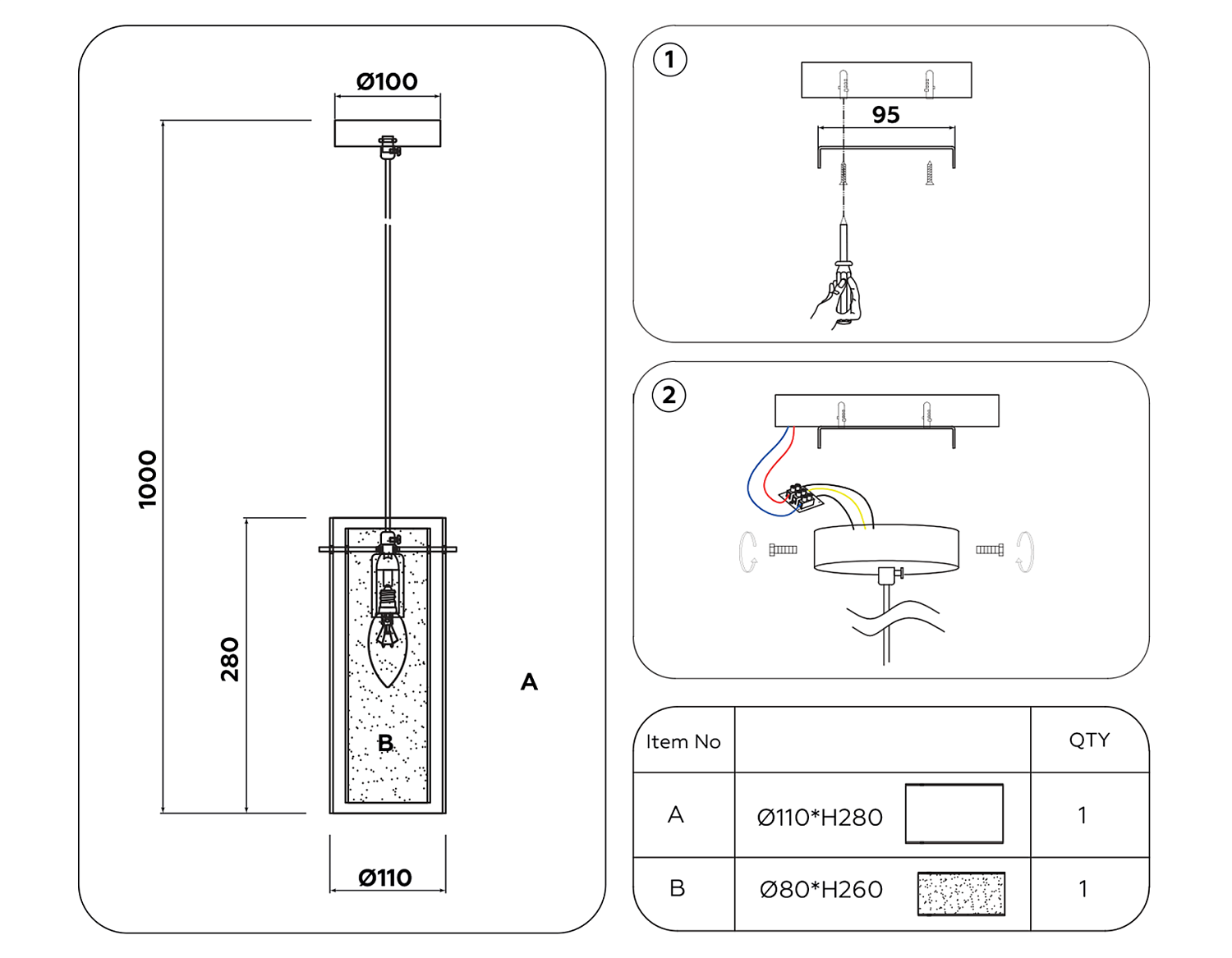 Подвесной светильник TR3672 CH/CL/FR хром/прозрачный/белый матовый E14 max 40W D110*1000