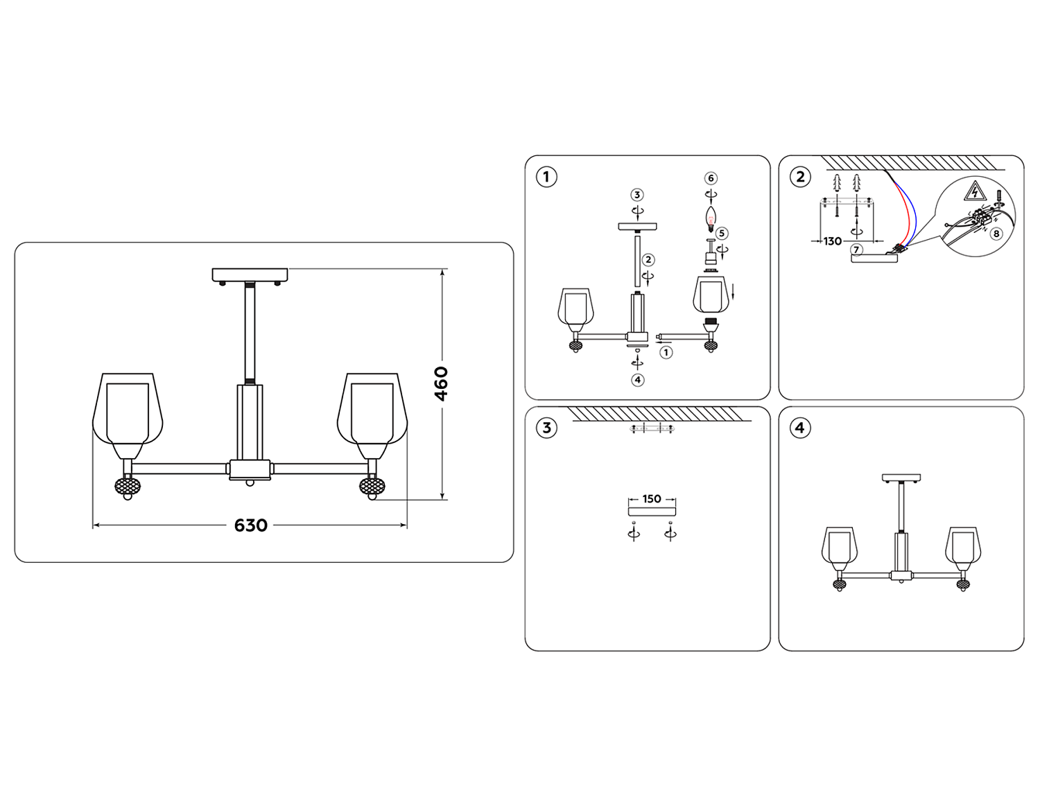 Подвесная люстра со сменными лампами TR3154/5 GD/CL золото/прозрачный E27/5 max 40W D630*460