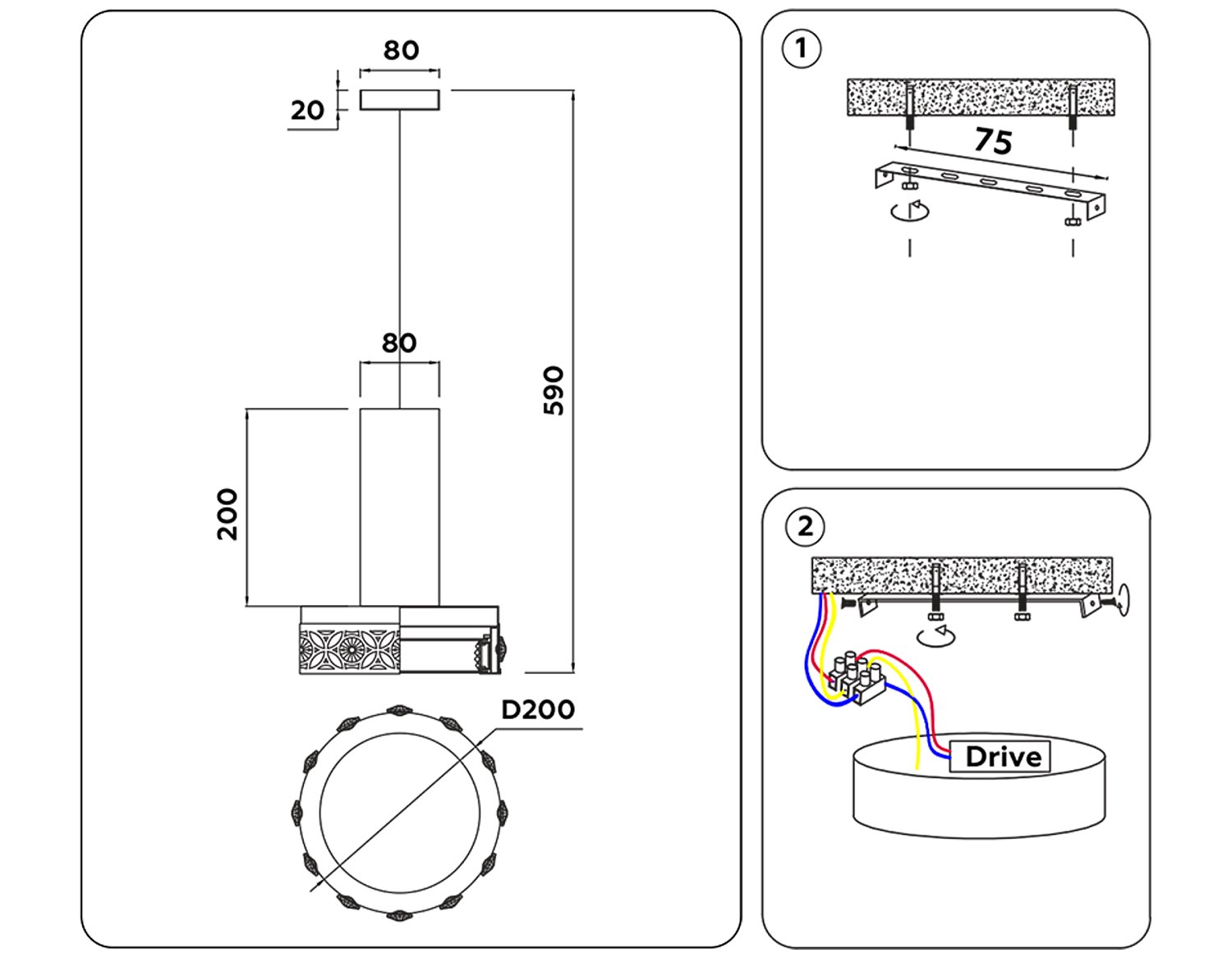 Подвесной светодиодный светильник FA9488 WH/CH белый/хром 4200K 18W D200*590 (без ПДУ)