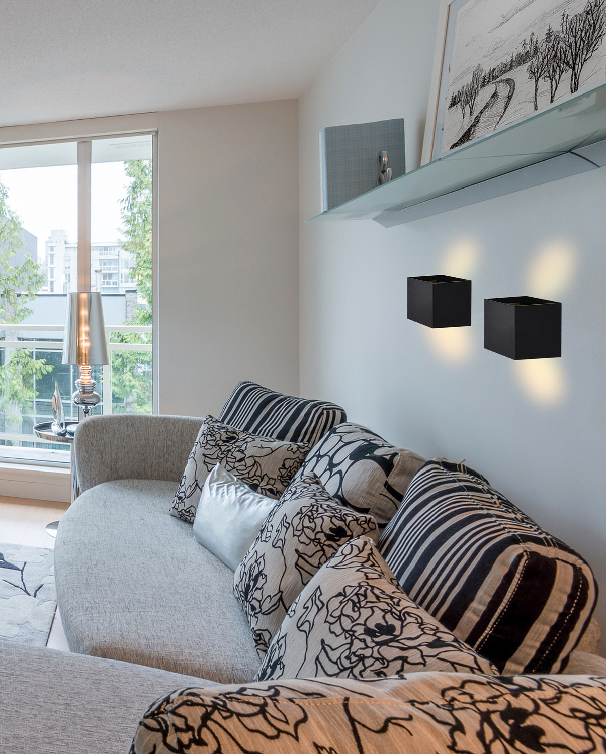 Настенный светодиодный светильник FW138 BK/S черный/песок LED 3000K 10W 100*100*100