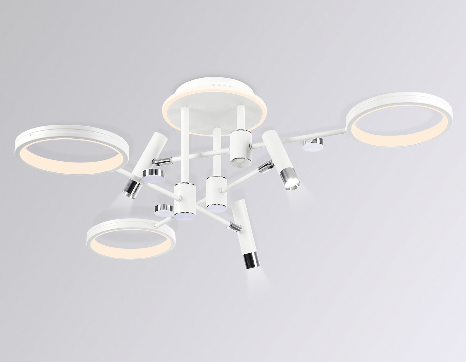 Потолочный светодиодный светильник с пультом управления FL51646/3+3 WH/CH белый/хром 76W 3000K-6400K D700*300 (ПДУ ИК)