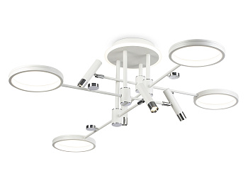 Потолочный светодиодный светильник с пультом управления FL51648/4+4 WH/CH белый/хром 98W 3000K-6400K D910*340 (ПДУ ИК)