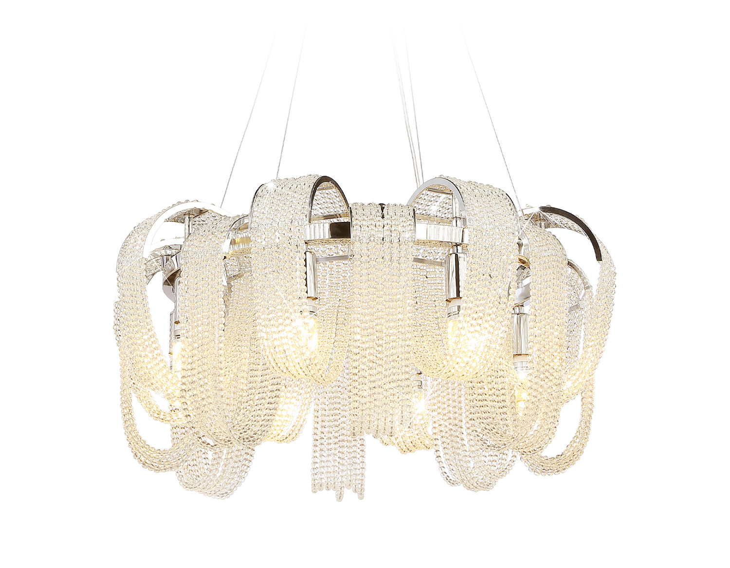 Подвесная люстра с хрусталем TR5377/8 CH/CL хром/прозрачный E14*8 max 40W D600*300