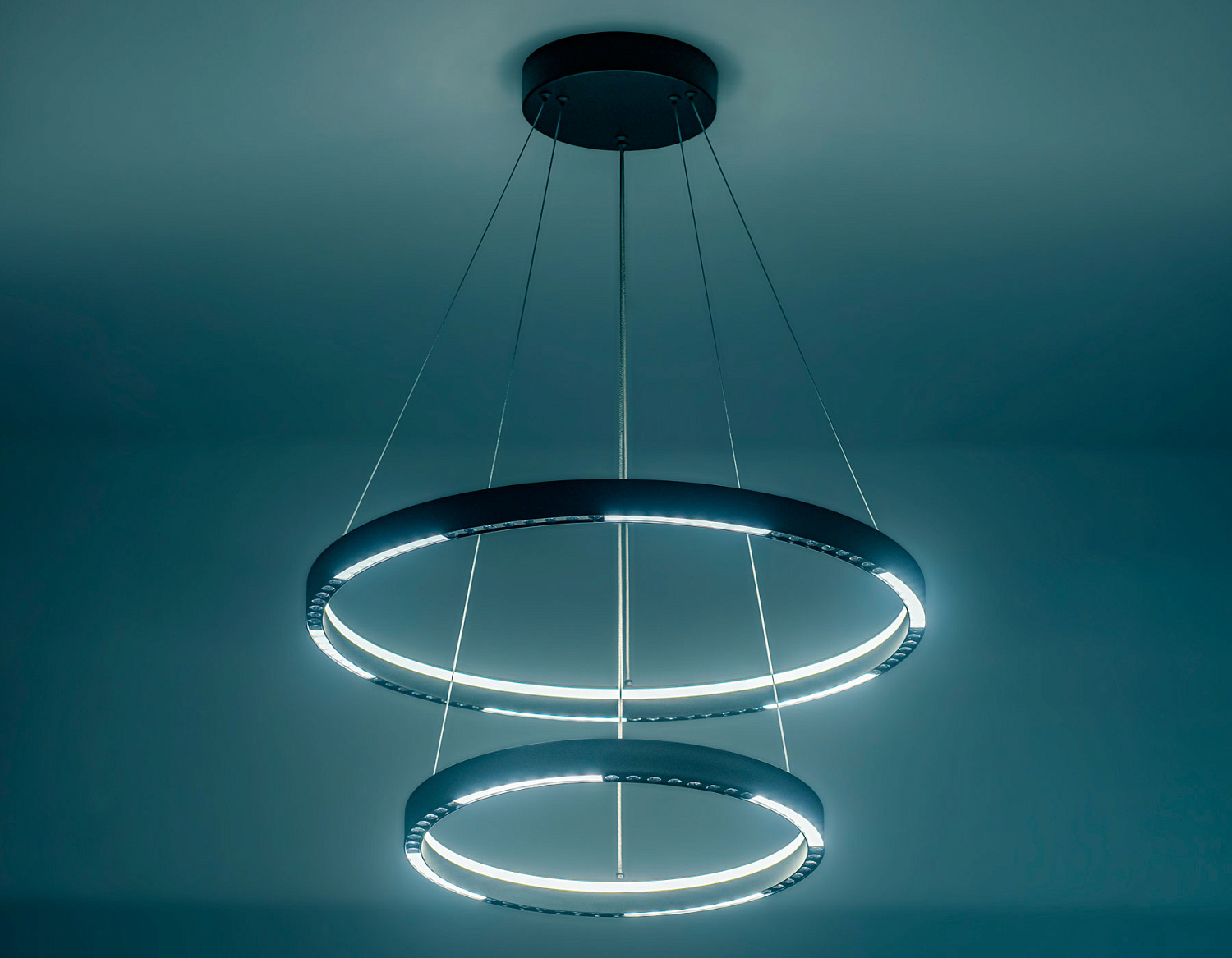 Подвесной светодиодный светильник FL5865/2 BK черный 45W 3000K/4200K/6400K D600/400*830 (без ПДУ)