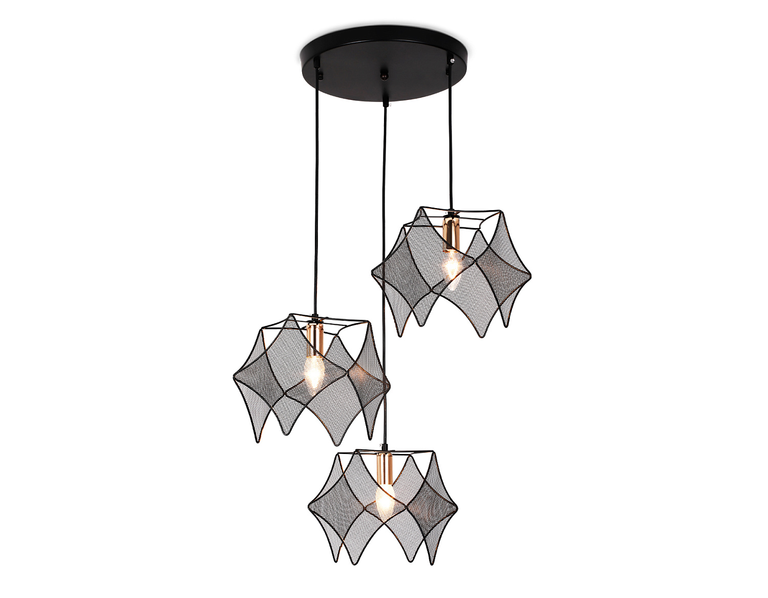 Подвесной светильник в стиле лофт TR8427/3 BK/GD черный/золото E14/3 max 40W D510*1000