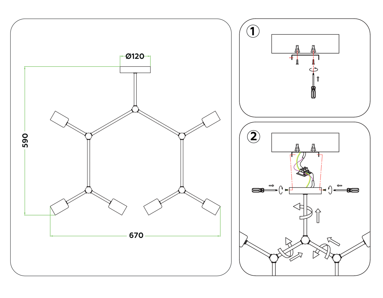 Потолочный светильник в стиле лофт TR8038/6 BS латунь E27*6 max 40W D670*590