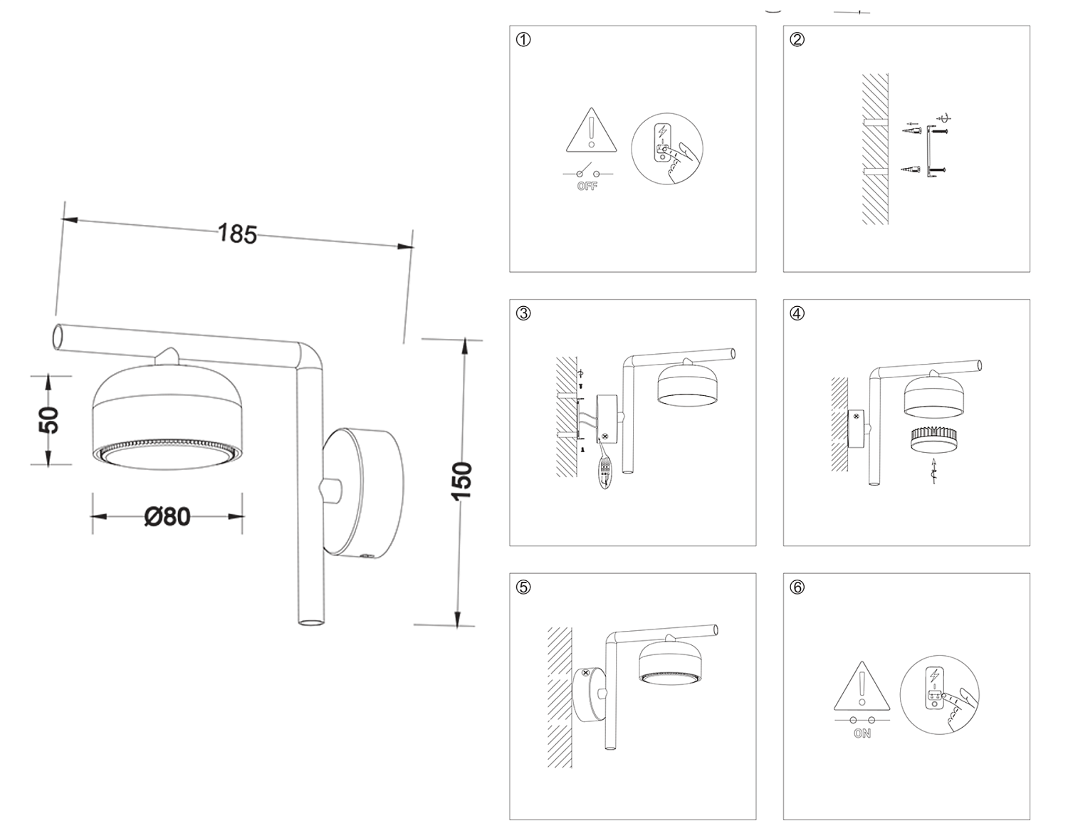 Светильник настенный со сменной лампой GU10 TN71044 BK черный GX53 max 12W 150*80*185