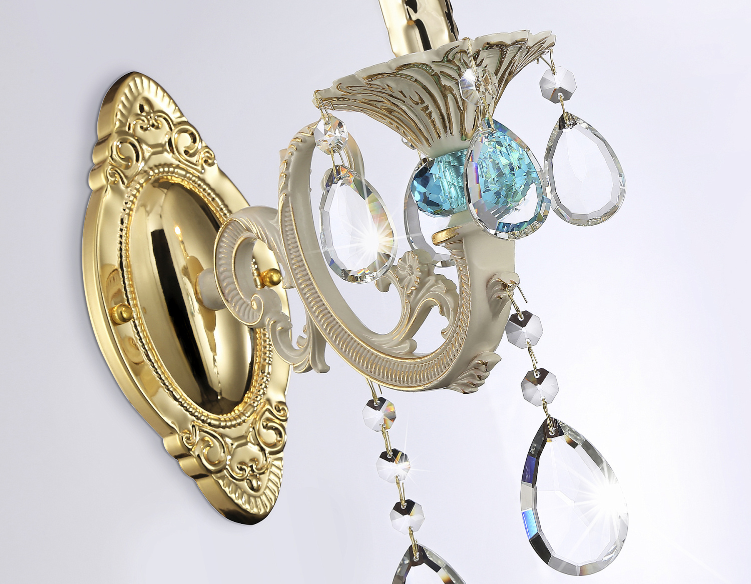 Настенный светильник с хрусталем TR4932 GD/WH/CL золото/белый/прозрачный E14 max 40W 400*120*270